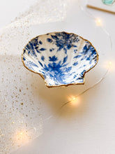 Load image into Gallery viewer, PRE-SALE: Shell Jewelry Dish Blue Floral Design