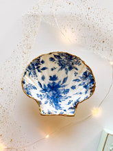 Load image into Gallery viewer, PRE-SALE: Shell Jewelry Dish Blue Floral Design
